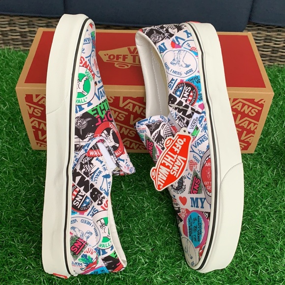 VANS WMNS CLASSIC SLIP-ON VANS MASH UP STICKERS/TRWHT Sneakers - Picture 11 of 16